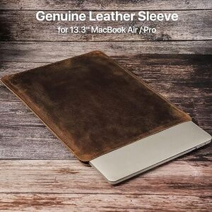 Brand New Top Grain Leather 13.3" Slim Laptop Sleeve Case Protector
